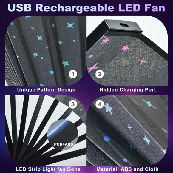 USB Rechargeable LED Starry Night Fan - Picture 6 of 6